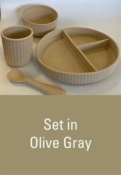 Mikk-Line spisesæt (4 dele) - Olive Gray